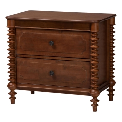 Baxton Studio Neviah 2-Drawer Nightstand, Walnut Brown Baxton Studio restaurant furniture, hotel furniture, commercial furniture, wholesale bedroom furniture, wholesale night stand, classic night stand